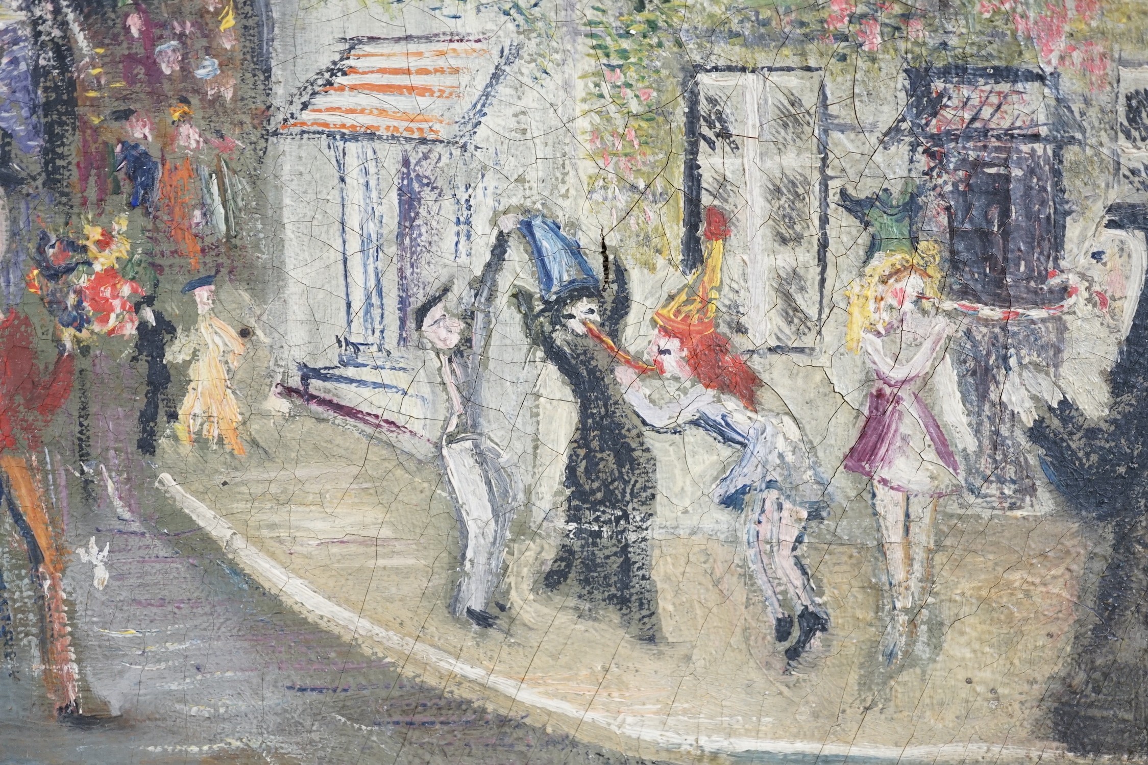 Pinder, oil on canvas, 'Carnival', signed, 25 x 46cm